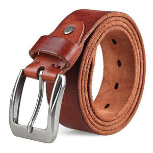 Planet Gates Red brown / 150cm Leather  Casual High Quality Belt Vintage Design Pin Buckle Genuine Leather Belts Male Waistband Cummerbund