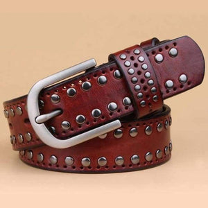 Planet Gates red brown / 95cm New Style Fashion Designer Belts Rivet Women High Quality Genuine Leather Belt Luxury Vintage Women Belt For Jeans