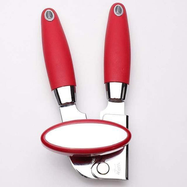 Planet Gates Red Can Opener Manual Smooth Edge-Professional Design to Effortlessly ,Premium Stainless Steel Blade,Good Grip Silicone Handle