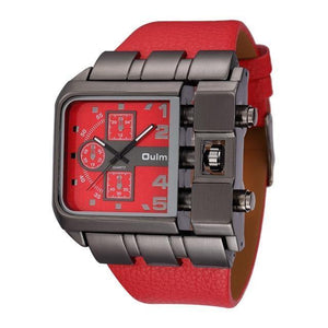 Planet Gates Red Casual Wristwatch Square Dial Wide Strap Men's Quartz Watch Luxury Brand Male Clock Super Big Men Watches montre homme