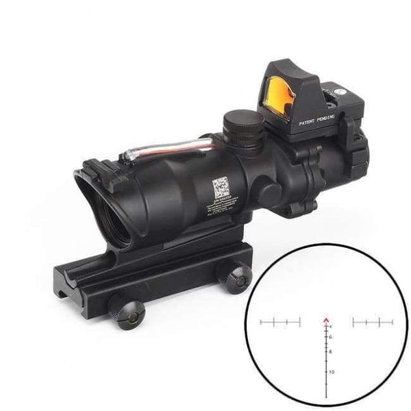 Planet Gates Red Chevron Red Dot Hunting 4X32 Real Fiber Optics Chevron BDC Reticle Red Green Illuminated Riflescope for Rifle .223 .308 Caliber
