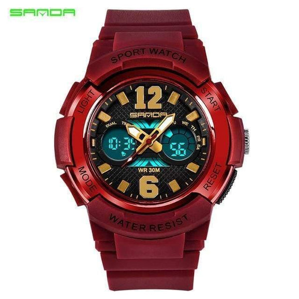 Planet Gates Red Children's Watches Outdoor Sports Children Boys and Girls LED Digital Watch Waterproof Children's Sports Watch