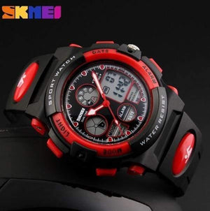 Planet Gates Red Children's Watches Waterproof Multifunction Outdoor Sports Wristwatches For Boy Analog Digital Student Watch Kids LED xfcs