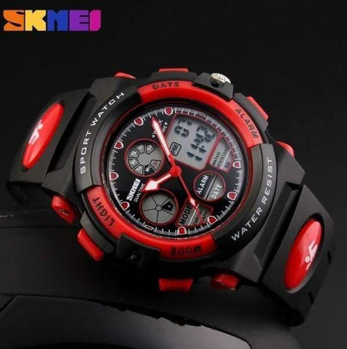 Planet Gates Red Children's Watches Waterproof Multifunction Outdoor Sports Wristwatches For Boy Analog Digital Student Watch Kids LED xfcs
