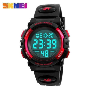 Planet Gates Red Children Watches LED Digital Multifunctional Waterproof Wristwatches Outdoor Sports Watches for Kids Boy Girls