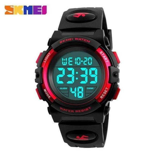 Planet Gates Red Children Watches LED Digital Multifunctional Waterproof Wristwatches Outdoor Sports Watches for Kids Boy Girls
