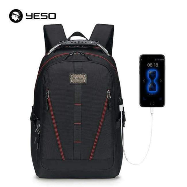 Planet Gates Red / China / 33x24x50cm YESO USB Charging Backpack Men Large Capacity Multifunction Teenager Waterproof Oxford Travel Laptop Backpacks For Women Men Bag