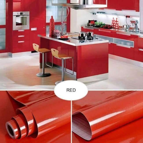 Planet Gates red / China / 60cmX10m Wallpapers  Vinyl Stickers Self Adhesive In Rolls 3M/5M/10M Modern Multi-Color Kitchen Cabinet PVC For Kitchen Renovate