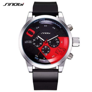 Planet Gates Red / China Mens Watches Top Luxury Brand Men Rubber Sports Watches SINOBI Men's Quartz Chronograph Clock Waterproof Military Wrist Watch