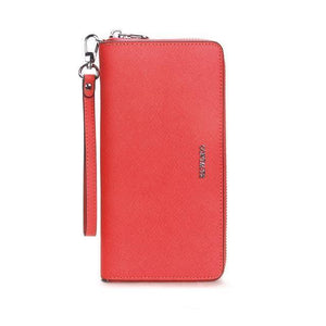 Planet Gates Red / China Women Cow Leather Clutch Ladies Continent Purses Metalic Genuine Leather Wallets Cell Phone Holder Hot Sale