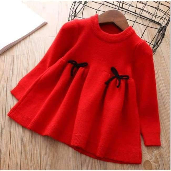 Planet Gates red color / 24M Baby Girls Knitted Dress  autumn winter Clothes children Toddler Tops Shirts for girl Kids princess Cotton Christmas Dresses
