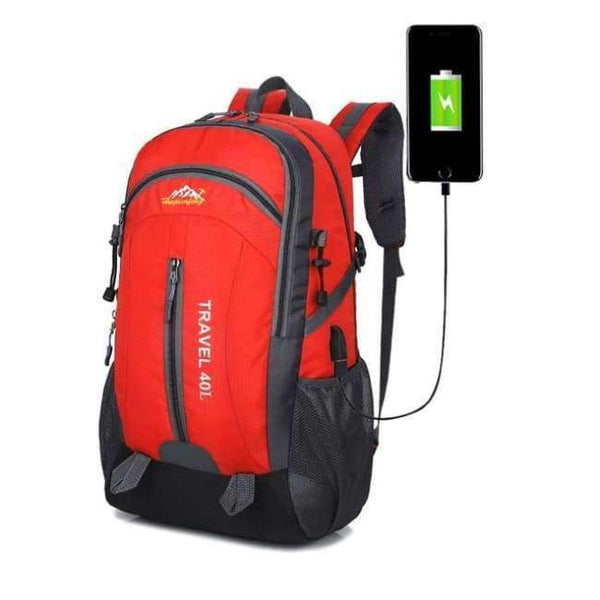 Planet Gates Red Color / 30 - 40L Waterproof Backpack Hiking Bag Cycling Climbing Backpack Travel Outdoor Bags Men Women USB Charge Anti Theft Sports Bag