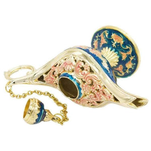 Planet Gates Red Colorful Metal Aladdin Magic Lamp Retro Wishing Oil Lamp Aladdin Genie Lamp Incense Burner Home Decor Gift Child Toy