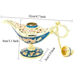 Planet Gates Red Colorful Metal Aladdin Magic Lamp Retro Wishing Oil Lamp Aladdin Genie Lamp Incense Burner Home Decor Gift Child Toy