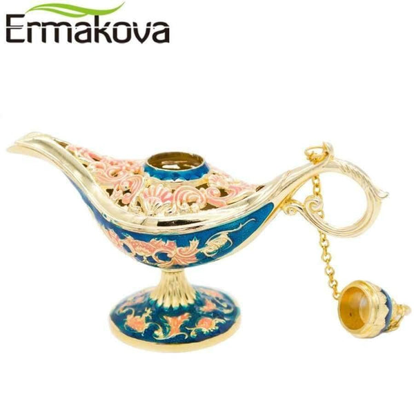 Planet Gates Red Colorful Metal Aladdin Magic Lamp Retro Wishing Oil Lamp Aladdin Genie Lamp Incense Burner Home Decor Gift Child Toy