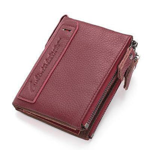 Мъжки портфейл Planet Gates Red Crazy Horse от кожа, къс, с монети, малък, винтидж, марка, висококачествен, дизайнерски, carteira