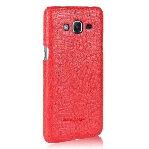 Planet Gates Red Crocodile Snake Pattern Hard PC PU Leather Lether Phone Etui Coque Case For Samsung Galaxy J2 Prime G532 5.0 Pink Deluxe