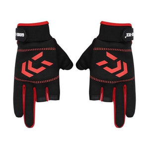 Planet Gates Red / Czech Republic 1 Pair Fishing Gloves Men Women Outdoor Fishing Anti-slip 3 Cut Finger Sports Fish Equipment Angling SBR Gloves