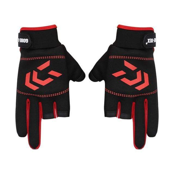 Planet Gates Red / Czech Republic 1 Pair Fishing Gloves Men Women Outdoor Fishing Anti-slip 3 Cut Finger Sports Fish Equipment Angling SBR Gloves