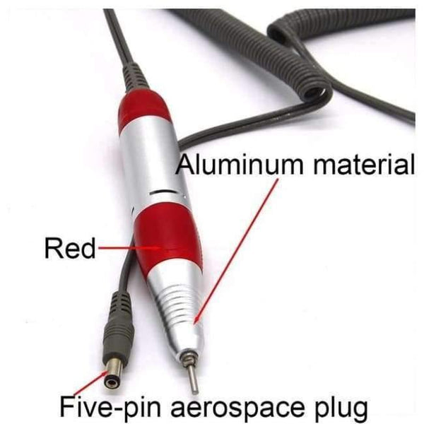 Planet Gates Red-DC-A Nail Drill Handle Handpiece For Electric Nail Art Manicure + Pedicure Drill Machine Accessory Tool DC 3V-DC 18V 1A