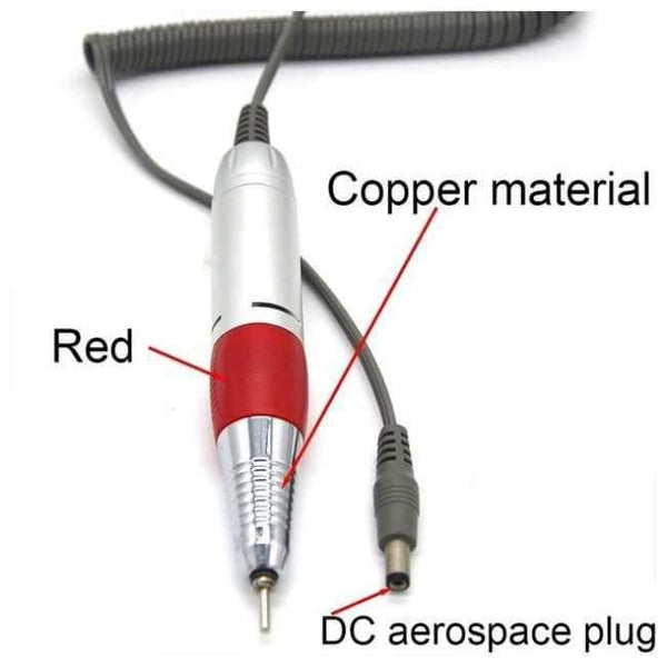 Planet Gates Red-DC-C Nail Drill Handle Handpiece For Electric Nail Art Manicure + Pedicure Drill Machine Accessory Tool DC 3V-DC 18V 1A