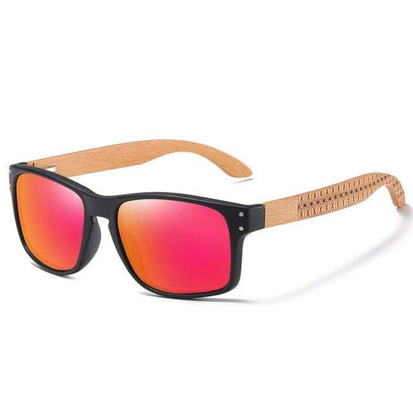 Planet Gates Red Design Beech wood Handmade Sunglasses Men Polarized Eyewear Outdoor Driving Sun Glasses Reinforced Hinge