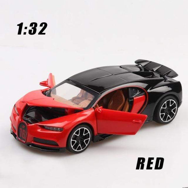 Planet Gates Red Diecast 1:32 Alloy Model Car Bugatti CHIRON Supercar Pull Back Metal Vehicle Collection Miniature Gifts for Children Boy's Toys