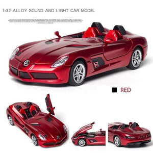 Planet Gates Red Diecast 1:32 Toy Car Mercedes Benz SLR Roadster Alloy Model Miniature Metal Vehicle Collection for Children Christmas Gifts Boys