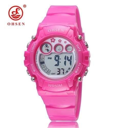 Planet Gates Digital LCD kids girls Fashion Wristwatch White Silicone strap 50M Waterproof Child Boys Watches Alarm hand clocks