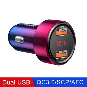 Baseus 45W Quick Charge 4.0 3.0 USB Car Charger for Xiaomi Mi Huawei Supercharge SCP QC4.0 QC3.0 Fast PD USB C Car Phone Charger