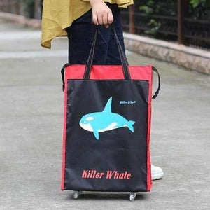 Planet Gates Red edge A Travel Bag Collapsible Ladies Shopping Bag Grocery Puller Trolley Bag Wheel Bag Portable Storage Shopping Cart