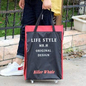 Planet Gates Red edge C Travel Bag Collapsible Ladies Shopping Bag Grocery Puller Trolley Bag Wheel Bag Portable Storage Shopping Cart