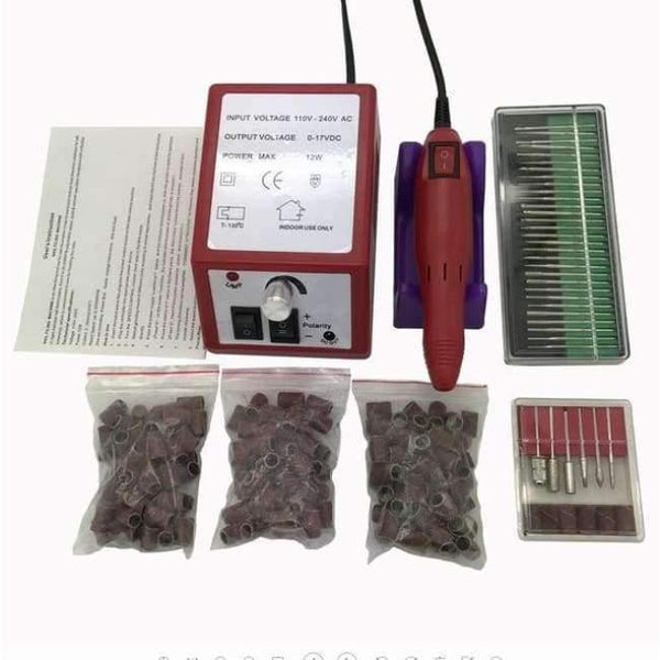 Planet Gates RED Electric Nail Art Drill Machine Manicure Pedicure Pen Tool Set Kit+30pcs nail drill bit+150pcs sanding bands