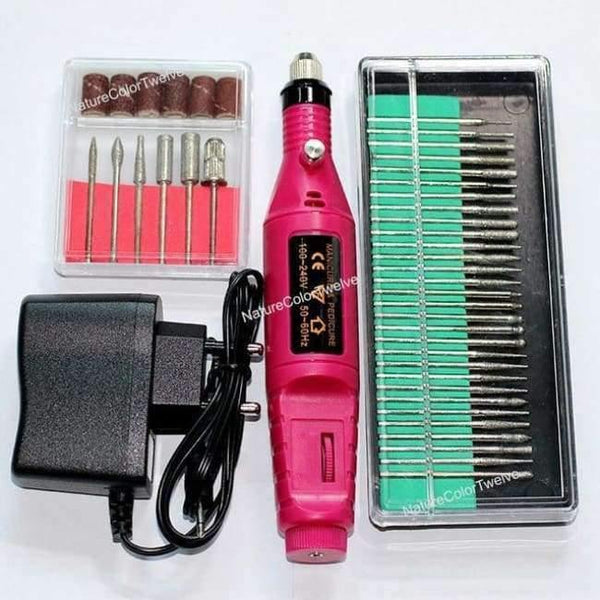 Planet Gates Red - EU Plug Nail Power Drill Set 36bits Electric Drill Toolkit Manicure Pedicure Tools Gel Polish Remover Drill Electric Nail Files Kit