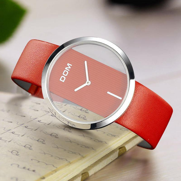 Planet Gates Red Fashion Elegant Lady  Leather Wrist Watch Waterproof Casual Quartz Watch for Women Relogio Feminino