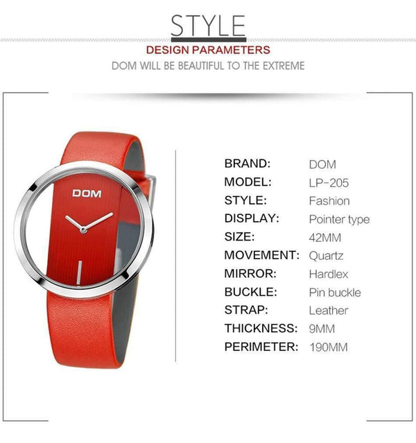 Planet Gates Red Fashion Elegant Lady  Leather Wrist Watch Waterproof Casual Quartz Watch for Women Relogio Feminino