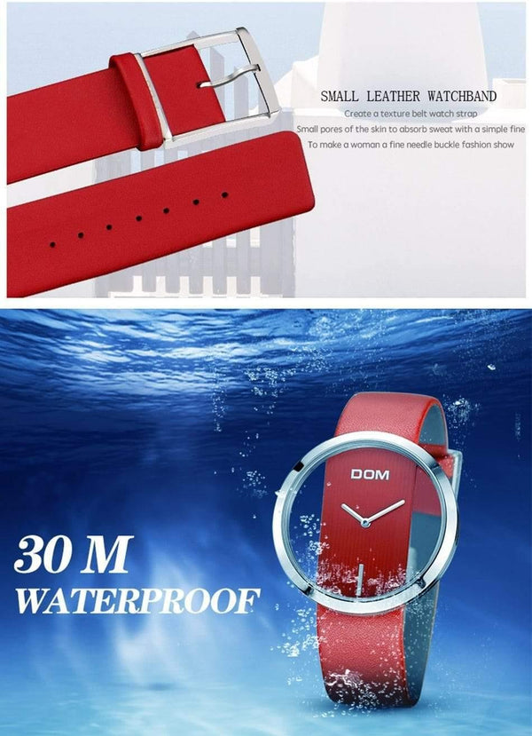 Planet Gates Red Fashion Elegant Lady  Leather Wrist Watch Waterproof Casual Quartz Watch for Women Relogio Feminino