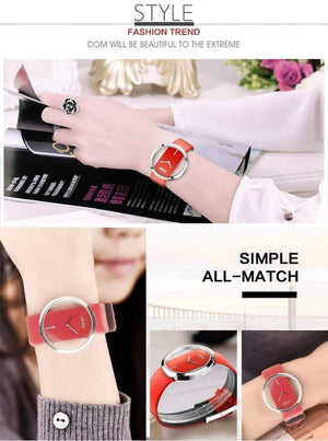 Planet Gates Red Fashion Elegant Lady  Leather Wrist Watch Waterproof Casual Quartz Watch for Women Relogio Feminino