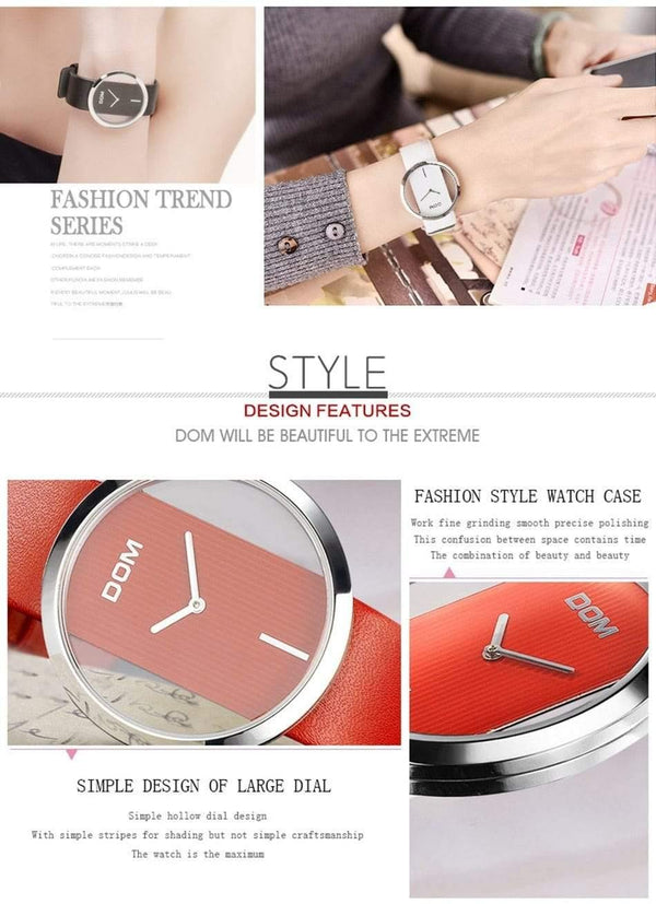 Planet Gates Red Fashion Elegant Lady  Leather Wrist Watch Waterproof Casual Quartz Watch for Women Relogio Feminino
