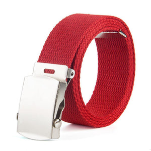 Fashion Men Women Canvas Waist Belt Ceinture Femme Couple Casual Metal Automatic Buckle Waistband New Wild Unisex Belts