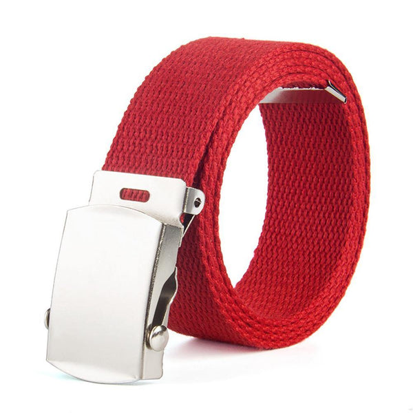 Fashion Men Women Canvas Waist Belt Ceinture Femme Couple Casual Metal Automatic Buckle Waistband New Wild Unisex Belts