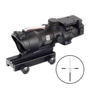 Planet Gates Red Fiber BDC Hunting 4X32 Real Fiber Optics Chevron BDC Reticle Red Green Illuminated Riflescope for Rifle .223 .308 Caliber