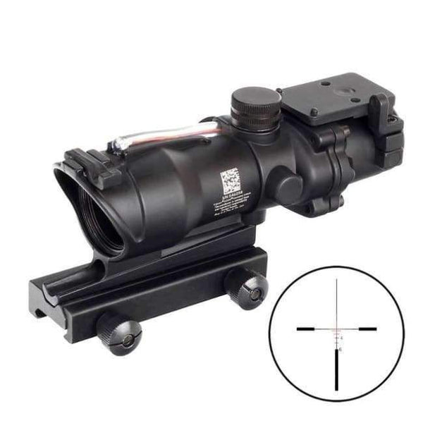 Planet Gates Red Fiber BDC Hunting 4X32 Real Fiber Optics Chevron BDC Reticle Red Green Illuminated Riflescope for Rifle .223 .308 Caliber