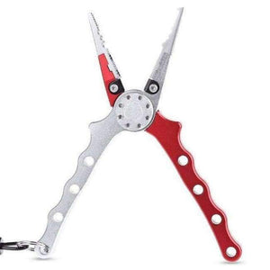Planet Gates red Fishing Plier Aluminium Alloy Light Lure Grip Plier Scissor Pincer Nipper Wire Cutter Fishing Kit With Pouch