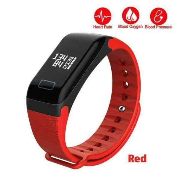 Planet Gates Red Fitness Tracker F1 Sleep Tracker Smart Bracelet Heart Rate Monitor Waterproof Smart Watch Activity Tracker for iPhone