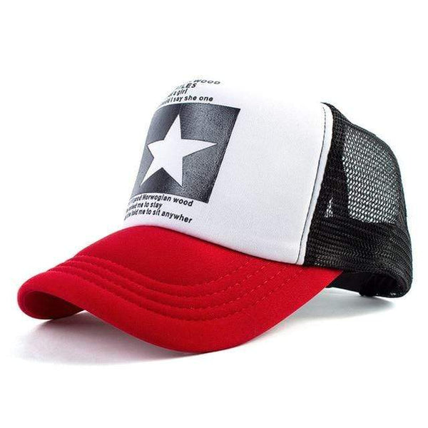 Planet Gates Red Five Star Pattern Baseball Cap Women Outdoor Baseball Hat Breathable Men Women Summer Mesh Caps Snapback Gorras