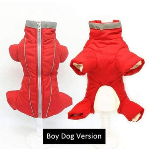 Planet Gates red for boy dog / XS 8 Winter Warm Pet Dog Clothes Waterproof Dog Coat for Small Dog Reflective Dog Jumsuit Soft Fleece Full-Covered Belly