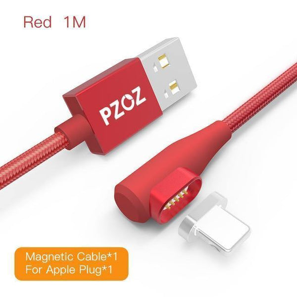 Planet Gates Red For iPhone / 1M PZOZ 90 degree Magnetic Cable For iPad 2018 iPhone Xs Max X 6 6S 7 8 Plus 5 5S SE Fast Charging Cable Charger Adapter Phone Cord