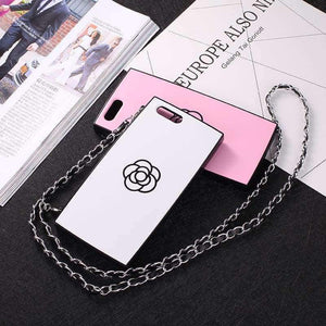 Planet Gates Red / For iPhone 6 6s South Korea Luxury Red Camellia Flower Case For iphone6 6S 6plus 7Plus X Mirror Phone Cases With Chain Strap