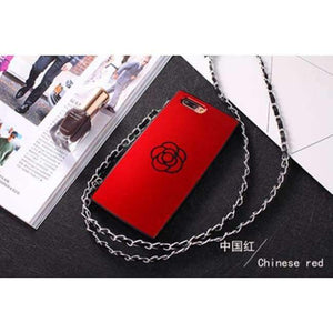 Planet Gates Red / For iPhone 6 6s South Korea Luxury Red Camellia Flower Case For iphone6 6S 6plus 7Plus X Mirror Phone Cases With Chain Strap